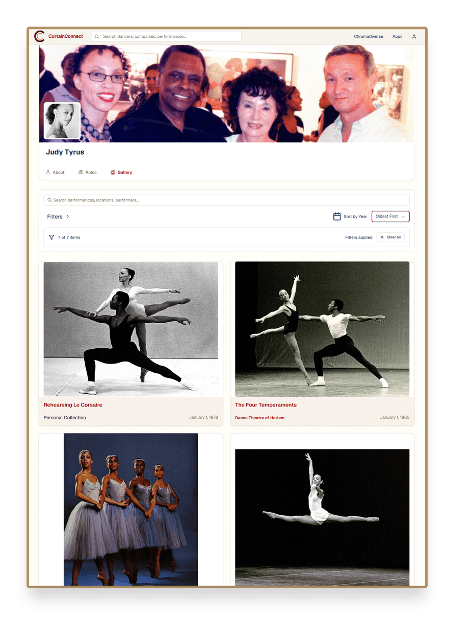 Judy Tyrus Profile - Gallery view showcasing dance career photos and performances